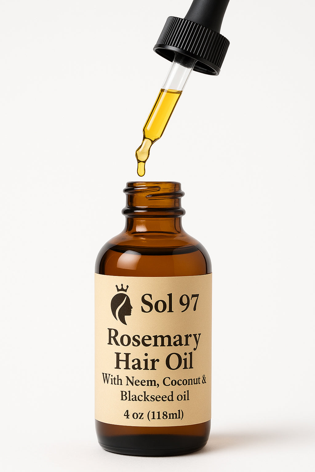 Sol 97 Rosemary Hair Oil with Neem, Coconut, Blackseed Oil.