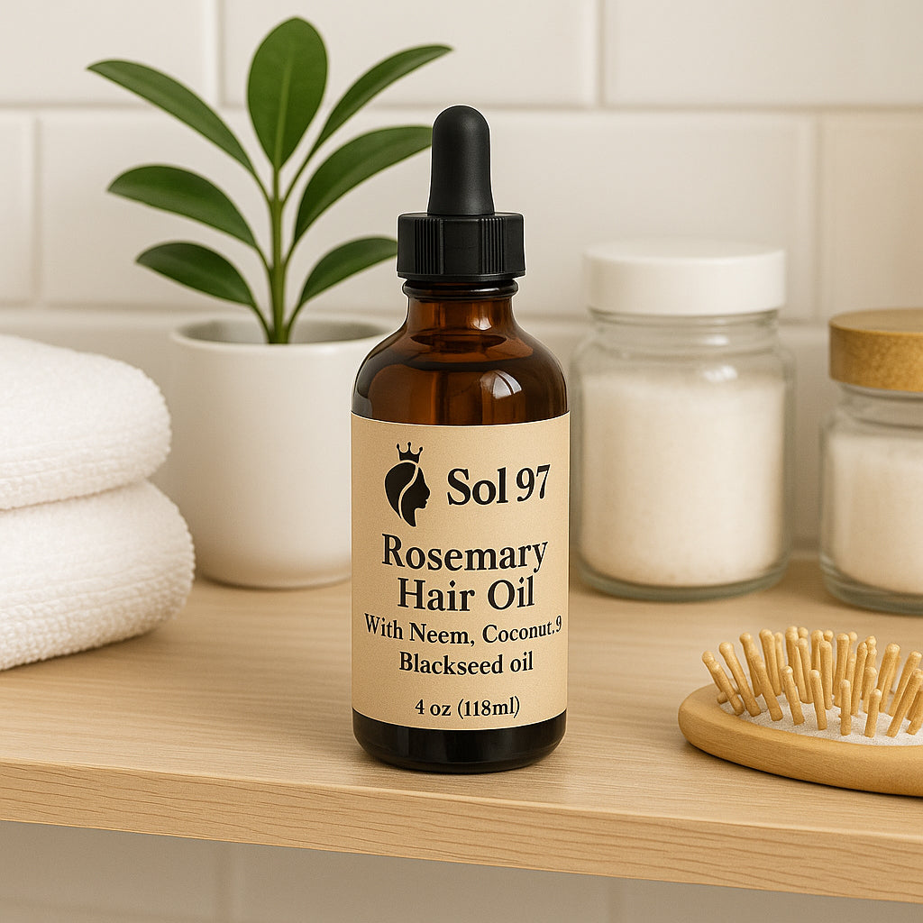 Sol 97 Rosemary Hair Oil with Neem, Coconut, Blackseed Oil.