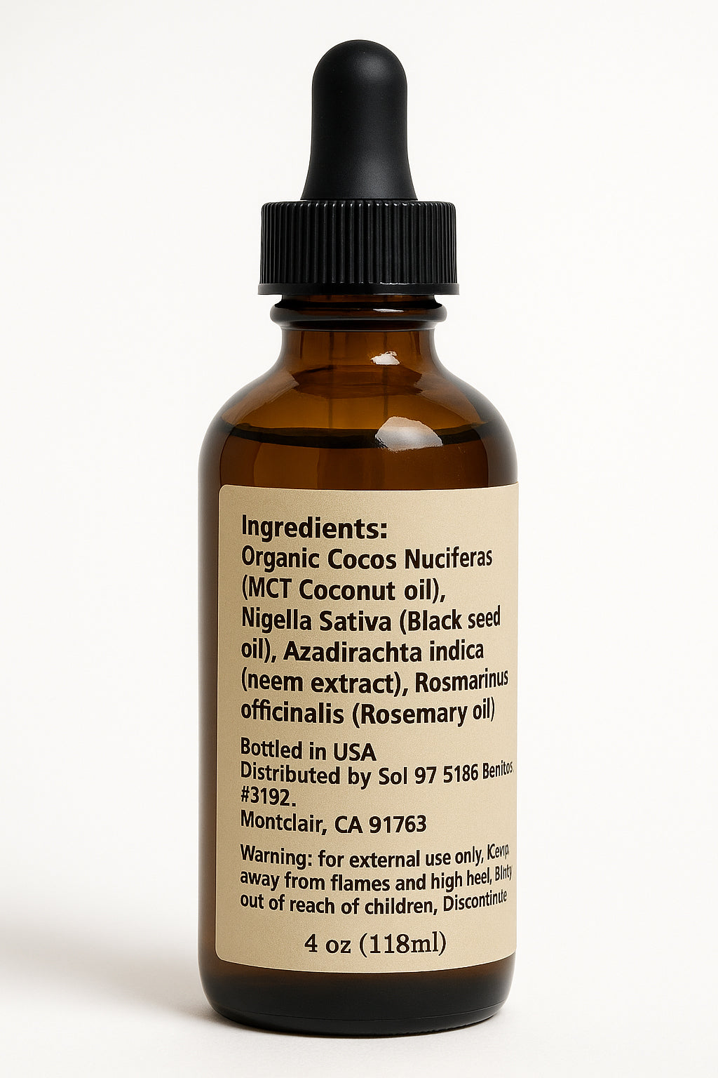 Sol 97 Rosemary Hair Oil with Neem, Coconut, Blackseed Oil.