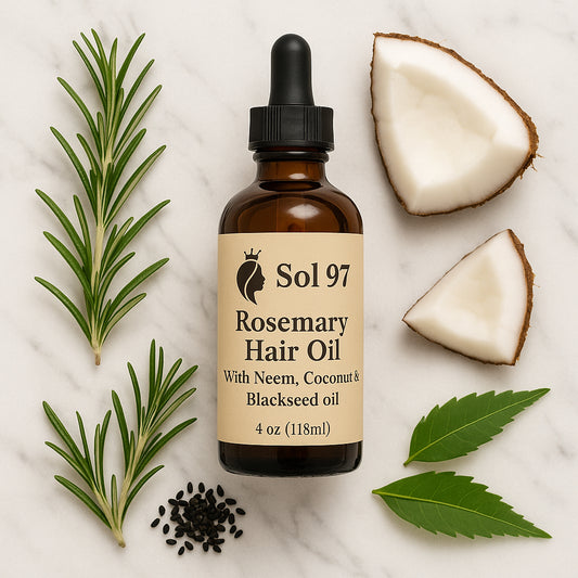 Sol 97 Rosemary Hair Oil with Neem, Coconut, Blackseed Oil.